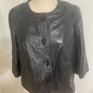 Jones New York Women's Black Leather Jacket